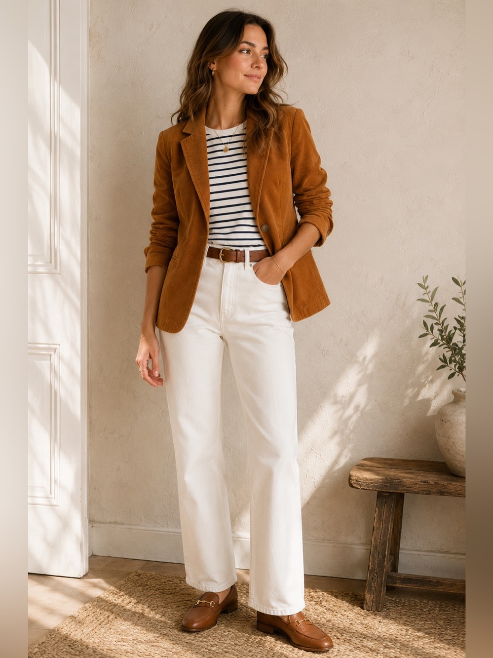 Vintage Gloria Vanderbilt Corduroy Blazer Camel Preppy Brown Stretch Jacket S - Picture 8 of 17